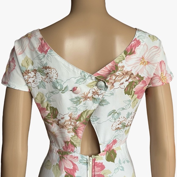 Vintage 90s Floral Rayon Midi Dress | Made in Canada | XS–S - Picture 4 of 9
